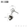 IMPLANT GRADE TITANIUM THREADLESS PUSH IN ROUND CZ HEART DANGLE TOP PART